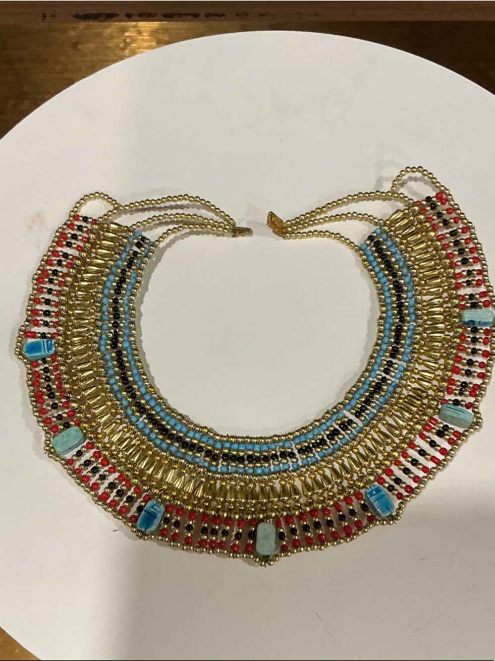 Egyptian costume Handcrafted Gold-Tone Multicolor Beaded Collar Necklace